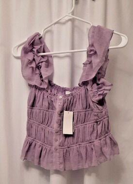 Lush S Nwt Lilac Ruffle Button Blouse
